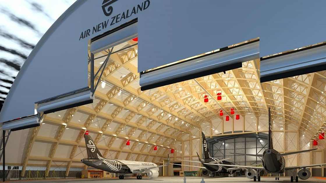 南半球最大木结构机库落成：新西兰航空4号机库树立抗震建筑新标杆(图1)